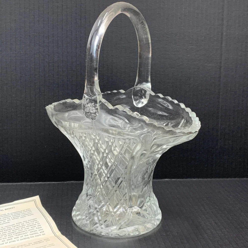 Princess House 530 Crystal‎ Basket Vintage Diamond Pattern Made in USA